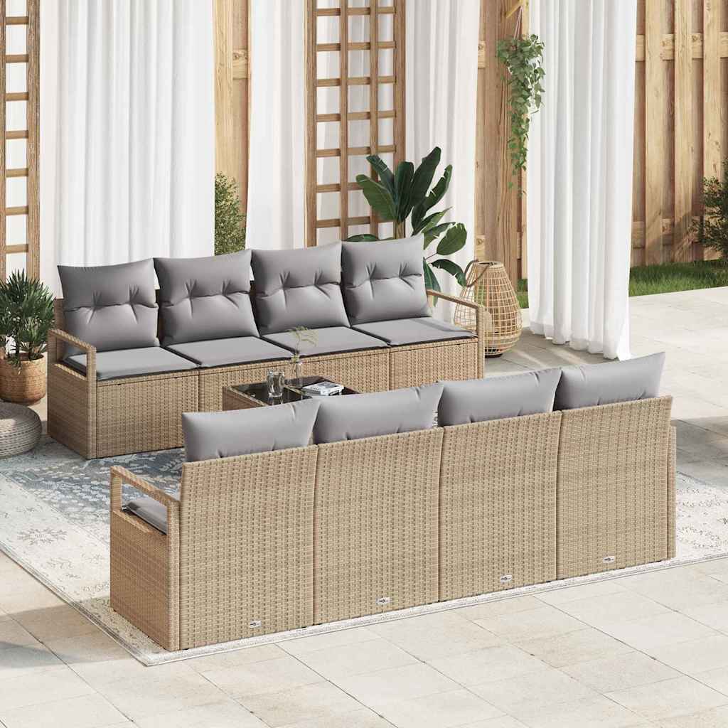 Garten-Sofa-Set mit Kissen 9 pcs Beige und Grau 55 x 55 x 37 cm